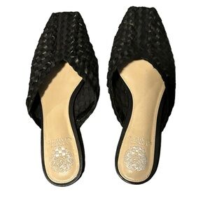 Vince Camuto Loralee Mule Black Leather Slip On Square Toe Practically New!